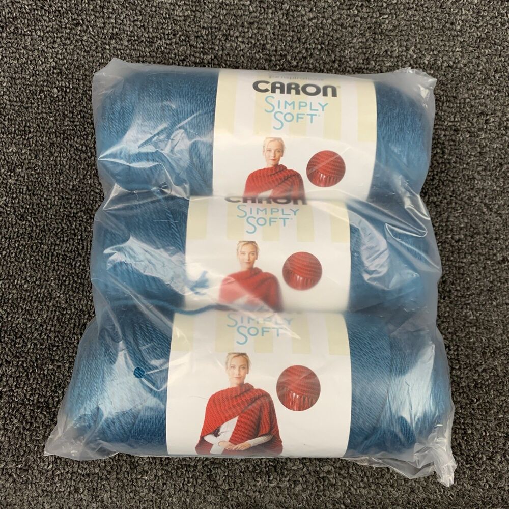 Lot Of 3 Yarnspirations Caron Simply Soft  Ocean 6oz 315Yds 4 Medium